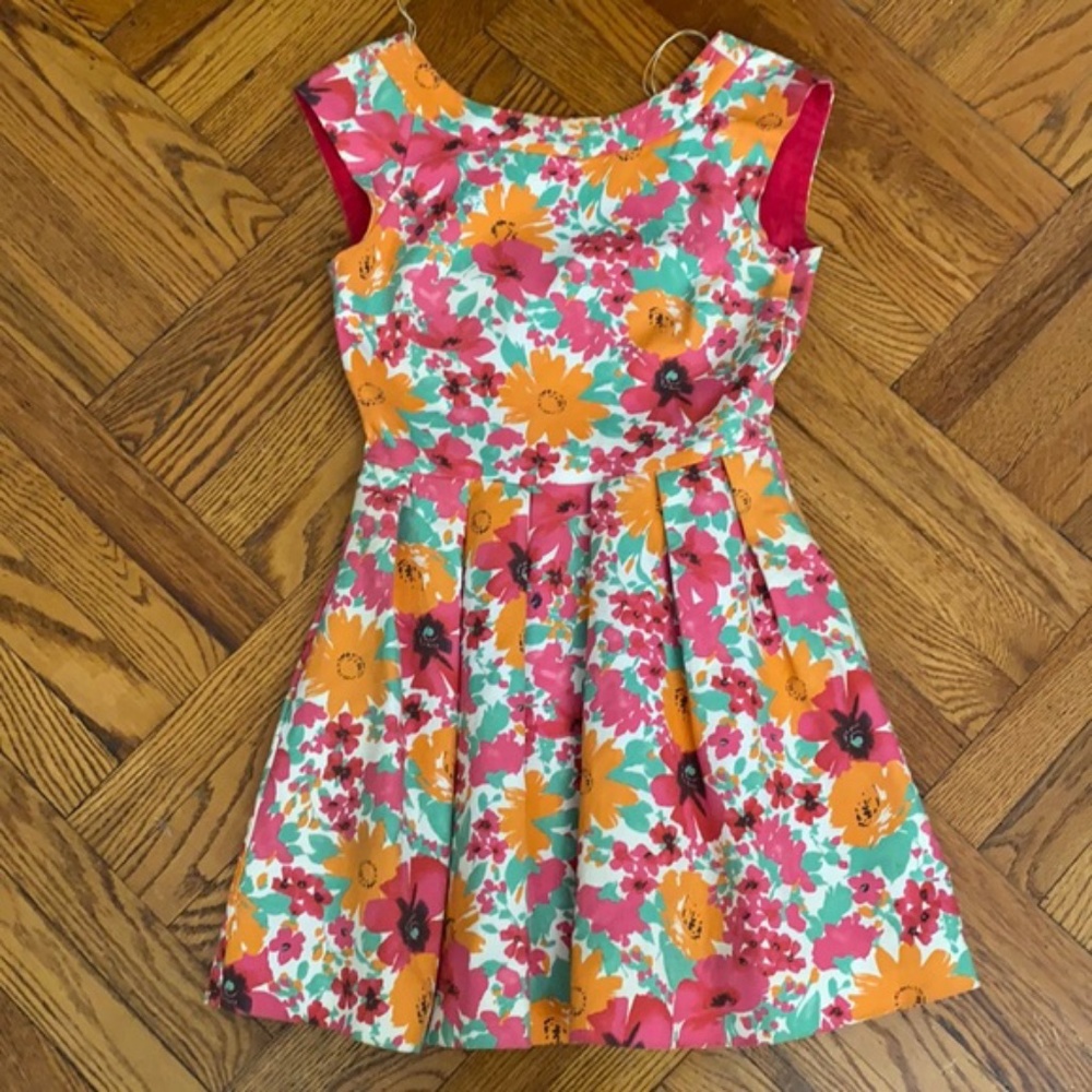 Zara flower print spring pleated sleeveless dress